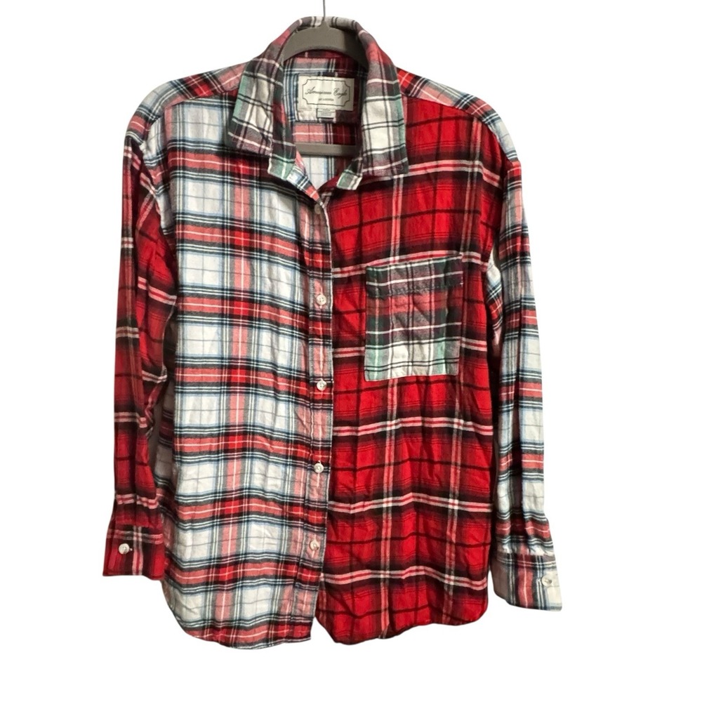 American Eagle Shirt Small Sleepwear Lounge Plaid‎ Flannel Button Up Cozy